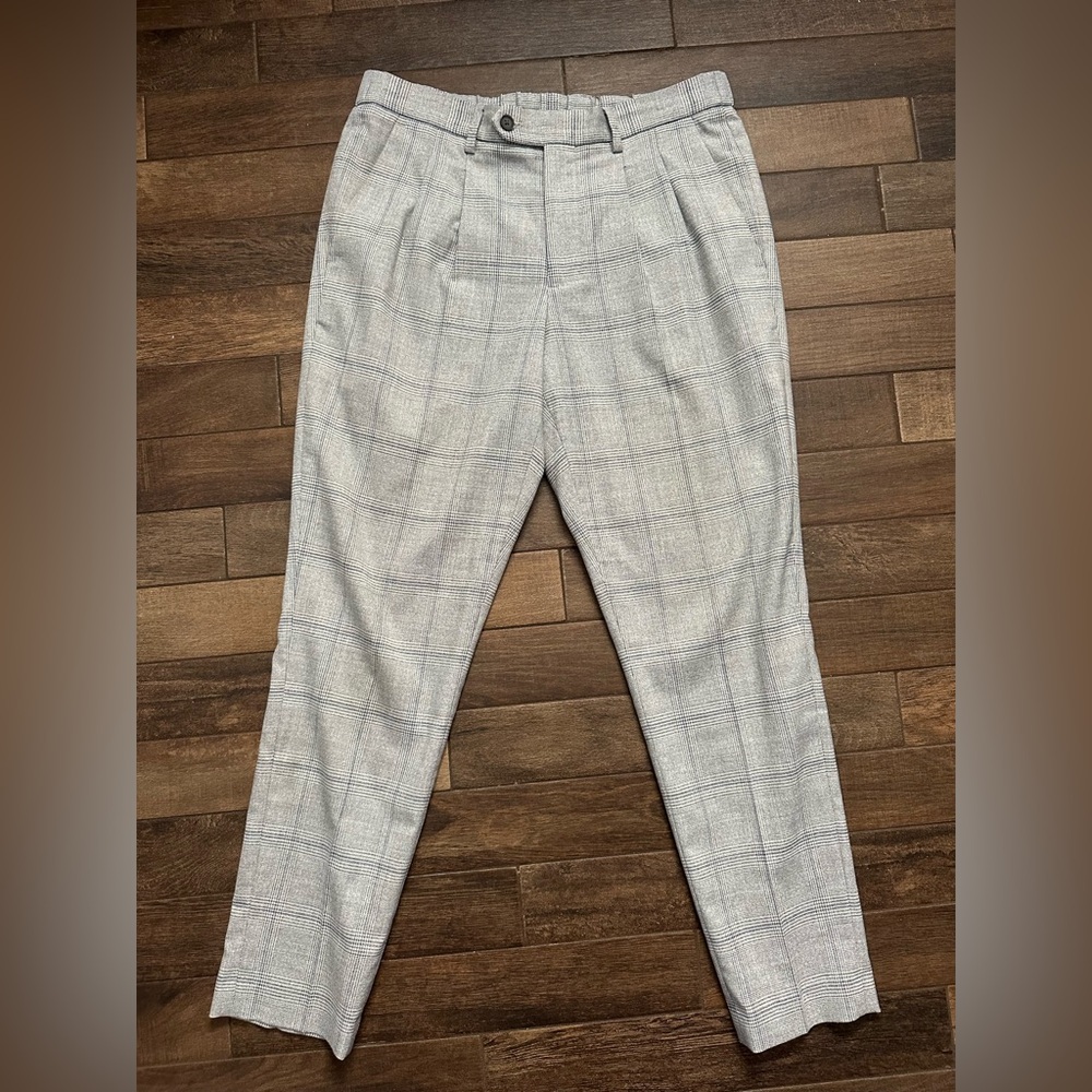 Express Plaid Light Gray Work Pants - Picture 2 of 7